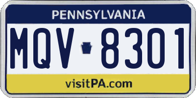 PA license plate MQV8301