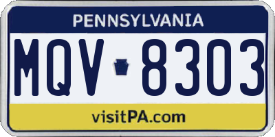 PA license plate MQV8303
