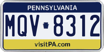 PA license plate MQV8312