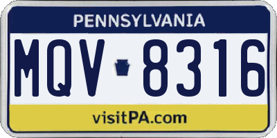 PA license plate MQV8316