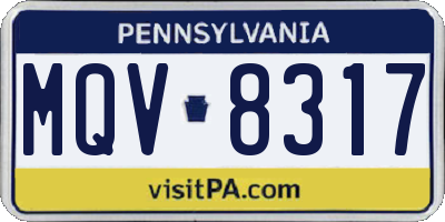 PA license plate MQV8317