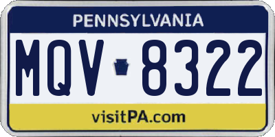 PA license plate MQV8322
