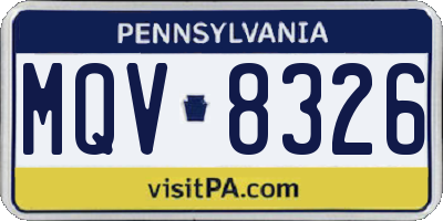 PA license plate MQV8326