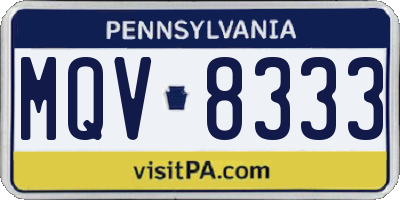 PA license plate MQV8333