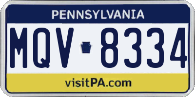 PA license plate MQV8334