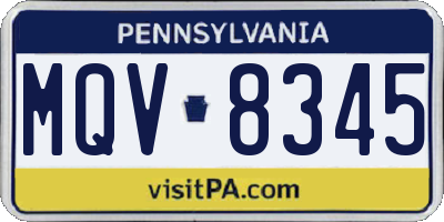 PA license plate MQV8345