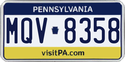 PA license plate MQV8358