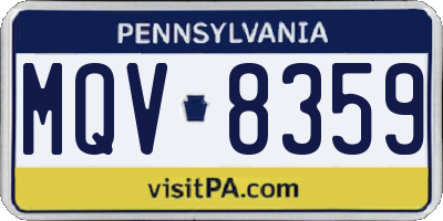 PA license plate MQV8359