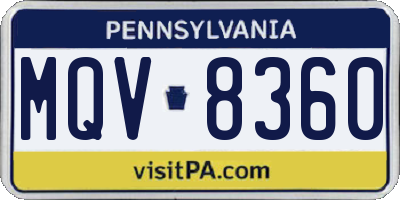 PA license plate MQV8360