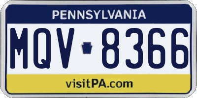 PA license plate MQV8366