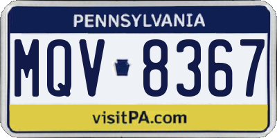 PA license plate MQV8367
