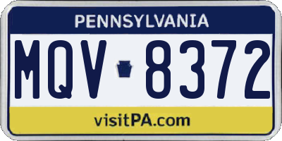 PA license plate MQV8372
