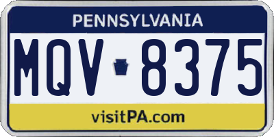 PA license plate MQV8375