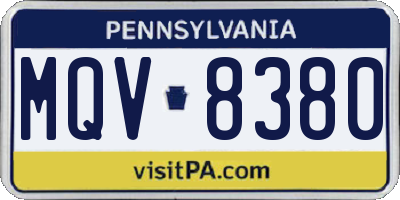 PA license plate MQV8380