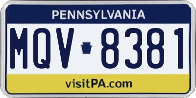 PA license plate MQV8381