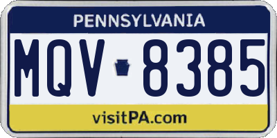 PA license plate MQV8385