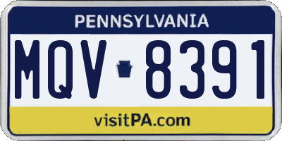 PA license plate MQV8391