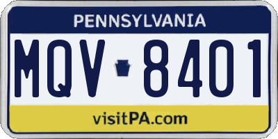 PA license plate MQV8401