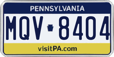 PA license plate MQV8404