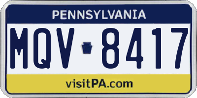 PA license plate MQV8417