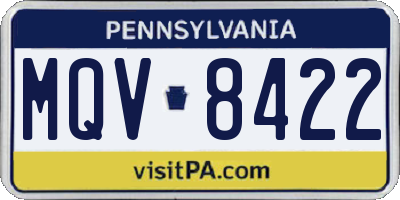 PA license plate MQV8422