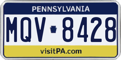 PA license plate MQV8428