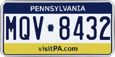 PA license plate MQV8432