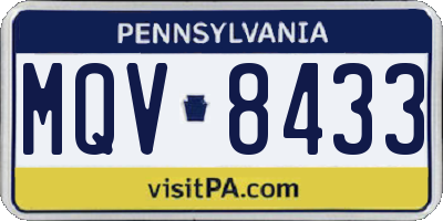 PA license plate MQV8433
