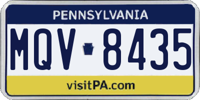 PA license plate MQV8435