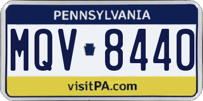 PA license plate MQV8440