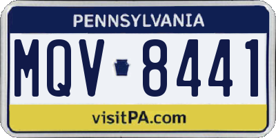PA license plate MQV8441