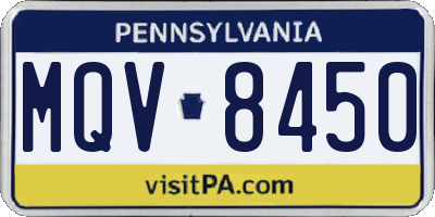 PA license plate MQV8450