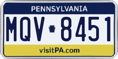 PA license plate MQV8451