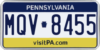 PA license plate MQV8455