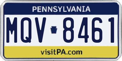 PA license plate MQV8461
