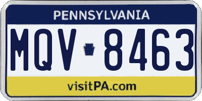 PA license plate MQV8463