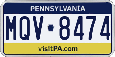 PA license plate MQV8474
