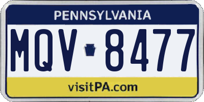 PA license plate MQV8477