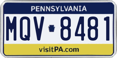 PA license plate MQV8481