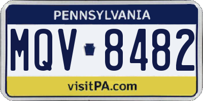 PA license plate MQV8482