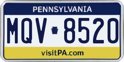 PA license plate MQV8520
