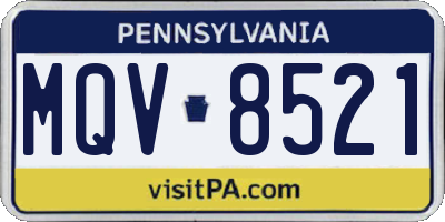 PA license plate MQV8521