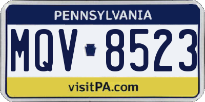 PA license plate MQV8523