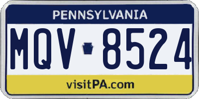 PA license plate MQV8524