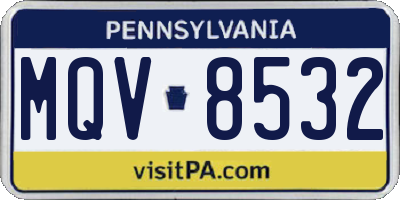 PA license plate MQV8532
