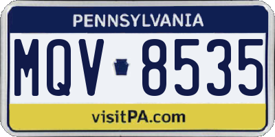 PA license plate MQV8535