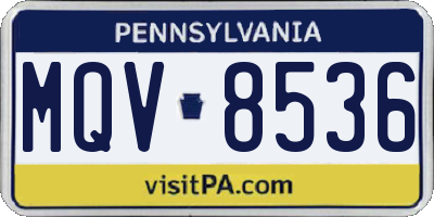 PA license plate MQV8536