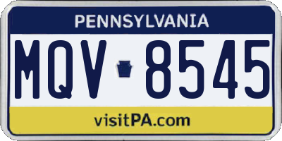 PA license plate MQV8545