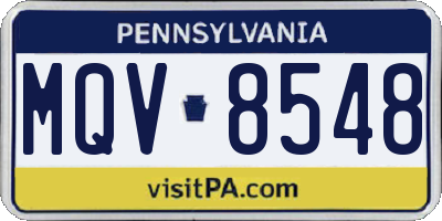 PA license plate MQV8548