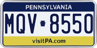 PA license plate MQV8550